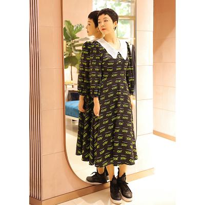 China Anti-Static Custom Women Printed Ruffles Soft Polyester Maxi Casual Dresses For Women for sale