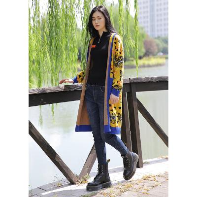 China wholesale warm Anti-wrinkle young ladies winter knit sweater full sleeve cardigan for ladies for sale