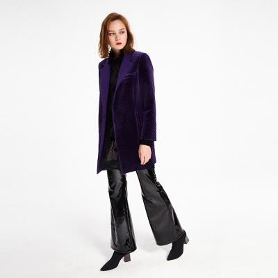 China Original Anti-wrinkle RENI purple velvet elegant female jacket long and elegant for sale