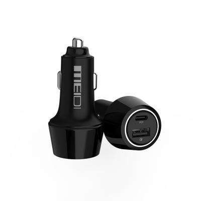 China 27W PD Power 2 Ports Usb Car Charger QC 3.0 Adapter Charge Iphone Compatible With Type C Port for sale