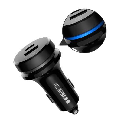 China Led Indicator Shows Charging Status Dual Port USB Car Charger Type-C Port Fast Car Charger 3.0 For Mobile Phone for sale