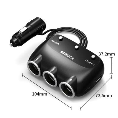 China Car Auto Cigarette Lighter 5V 3.1A Igniter 5V 3.1A Car Charger Power Output Ports Splitter Adapter Sockets Voltage Display 3 Way Auto Car Cigarette for sale