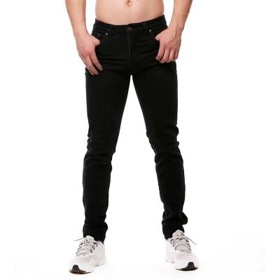 China Breathable Classic Design Pure Black No Decoration Straight Slim Casual Jeans For Men for sale