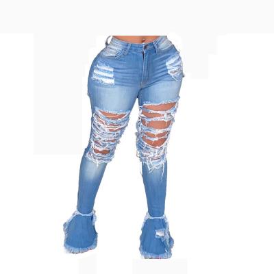 China QUICK DRY fashion sexy girls flare custom women jeans pants Bell bottom jeans women/women ripped jeans for sale