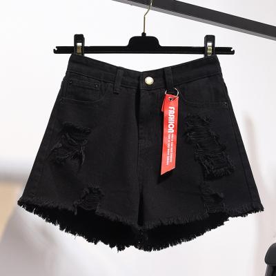 China Summer Breathable Wholesale Tassel Ripped Hole / High Waisted Denim Shorts Women Skinny Casual Jean Shorts for sale