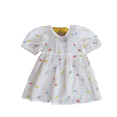 China 2021 Color Fade Proof Dressy Dresses Kids White Embroidery Smocked Kids Dress For Girls Cotton Dress for sale