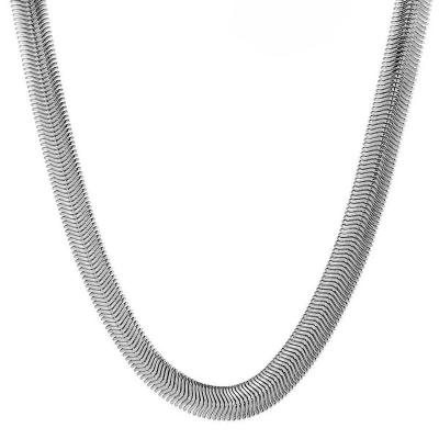 China High Quality 925 Silver Jewelry Hip Hop Fashion Hip Hop Fashion Wide Flat Snake Chain Necklace for sale