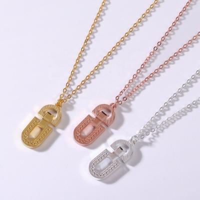 China FASHIONABLE Factory Wholesale High Quality 925 Silver Gold Plated Chic Design U-shape Pendant Necklace for sale