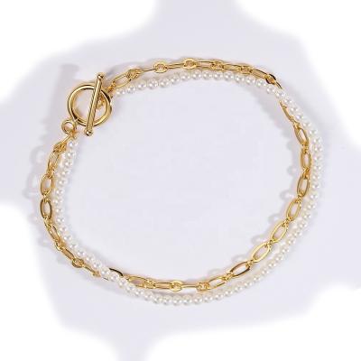 China New Trendy Design 925 18K Silver Gold Plated Chain One Bead Chain Bracelet For Women for sale