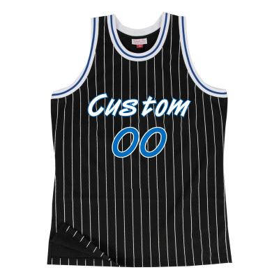 China Antibacterial Customizable Logo Fashion Sportswear Vertical Stripe Man Basketball Sleeveless Embroidered Tank Tops for sale