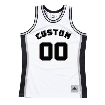 China Antibacterial High Quality Comfortable Black White Letter Print Sublimated Custom Mens Basketball Tank Top for sale