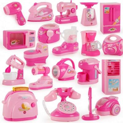 China Plastic Pretend Play Electric Refrigerator Washing Machine Kids Mini Kitchen Toy for sale