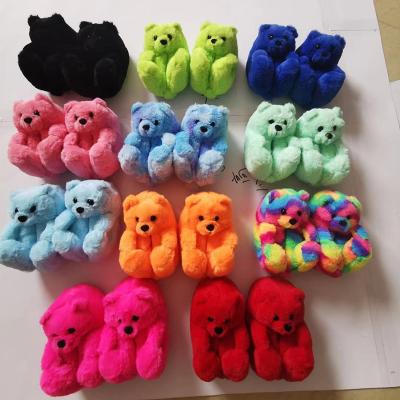 China Wholesale Fashion Trend Fur Slides Children's Casual Shoes Slippers For Kids Teddy Bear Plush Slippers for sale