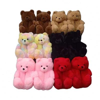 China Factory supply fashion trend fashion bear bed women's cheap giant soft plush child's slipper blue teddy bear slipper cotton teddy bear for woman for sale