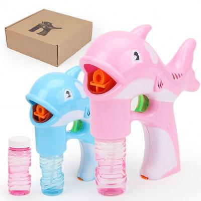 China Electric Ignition Electric Music Bubble Machine Toys Hot Selling Blow Bubble Light Music Gun Bubble Big Dolphin Stall Square Hot Toys for sale