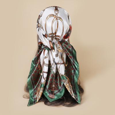 China Universal European and American style 2022 spring new women's silk scarf square 90CM silk scarf wrapped main scarf for sale