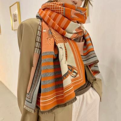 China 2022Women's Winter Double-Sided Shawl Carriage Long Feeling Warm Scarf Warm Soft Smooth Cashmere Scarf for sale