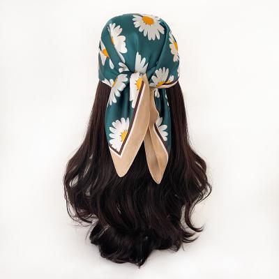 China New Soft Touch Feeling Women Square Scarf Lady Bandana Head Wraps Silk Shawls Fashion Large Hijab Headscarf Silk Scarves for sale