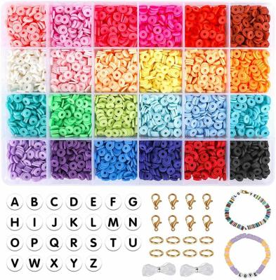 China DIY Jewelry Making 4800pcs Clay Beads For Jewelry Making Flat Round Polymer Clay Beads Letter Beads for sale