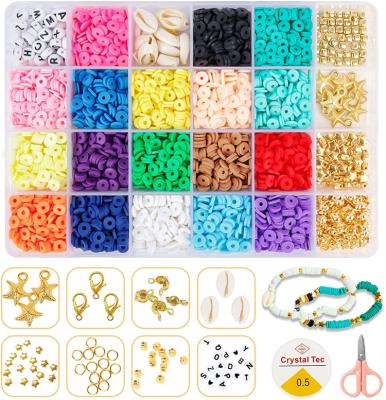 China DIY Jewelry Making 4500 Flat Round Polymer Clay Spacer Beads, Disc Beads For Jewelry Making, DIY Clay Heishi Beads Set for sale