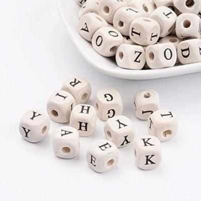 China DIY Jewelry Making Cube Wooden Beads With Letter Alphabet Number For Jewelry Making Accessories Findings for sale