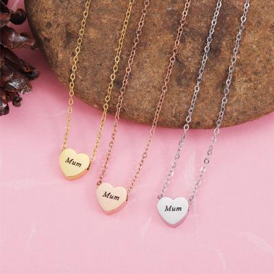 China TRENDY Creative Simple Stainless Steel Peach Heart Love Necklace Mother Gift Mom Necklace Pendant for sale