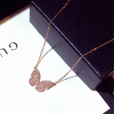 China FASHIONABLE Elegant Jewelry Women Gold Silver Plating Stainless Steel Necklace Butterfly Pendant Charms Necklace for sale