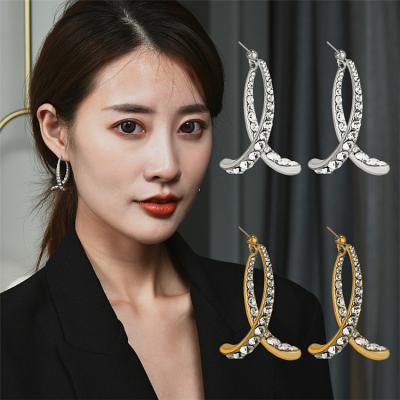 China FASHIONABLE Cross Hundred Silver Instant Geometric Fishtail Bow Earrings Single Needle S925 Drill Earrings Assorted Accessories for sale