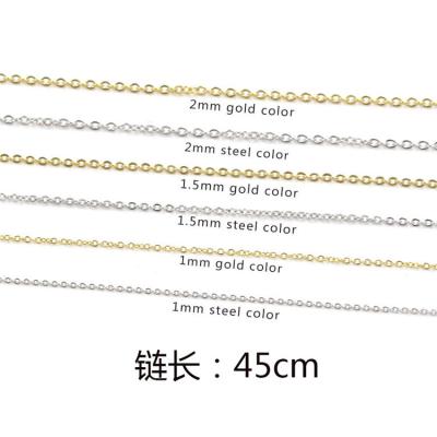 China 18K Real Gold 1/1.5/2mm Chain Stainless Steel Chain TRENDY Square Cross Necklace 45cm for sale