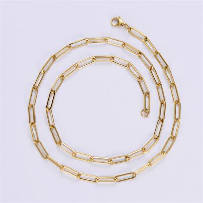 China Fashion Simple 18K Gold Plated Stainless Steel Square Flattened Long Cross Chain for sale