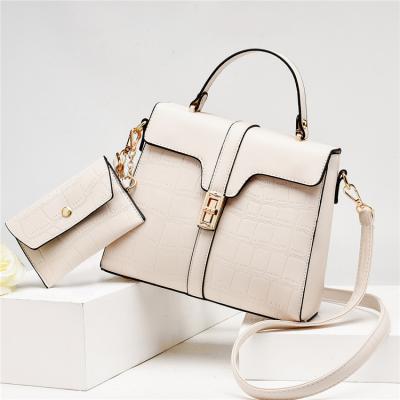 China 2021 Ladies Quality Designer OEM Large Portable Luxury White Leather Women Handbag Complete Set for sale