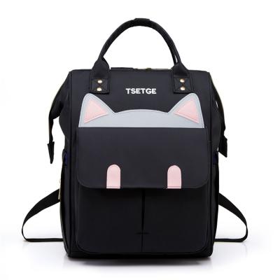 China New Multifunctional Durable Waterproof Polyester Baby Black Color Diaper Bag Backpack OEM for sale