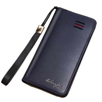 China OEM Luxury Brands Waterproof Black Quality Own Triple Label Leather Wallet Men Online for sale