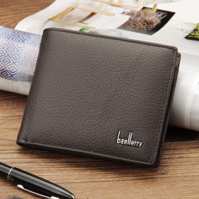 China Best quality 2021 6 card vintage waterproof promotional thin black minimalist real leather man wallet for sale