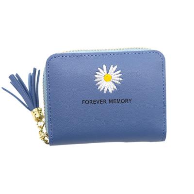 China Wholesale Lovely Girl's Short Lady's Women's Wallet White Cheap Thin Waterproof Credit Card Small With Zipper for sale