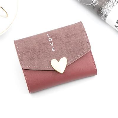 China 2021 waterproof simple ladies Korean design small luxury cute cheap card brand thin PU wallet women for sale