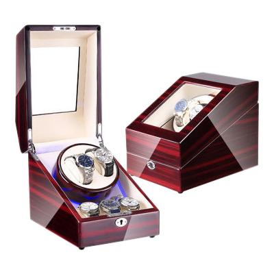 China Wood Spins Motor Luxury Auto Box 2 + 3 Safe Parts Wooden Gyro Watch Winder for sale