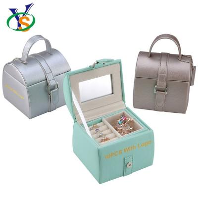 China Morden Luxury Custom Small Leather Bracelet Jewelry Mirror Boxes For Gift Wholesale Portable Magnetic Jewelry Box for sale