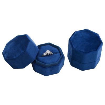 China GIFT & Wholesale Luxury Jewelery Package Jewelry Packaging With Logo Insert Velvet Ring Box Dark Blue for sale