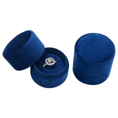 China GIFT & Jewelry Package Customize Round Velvet Jewelry Boxes For Navy Blue Ring Box for sale