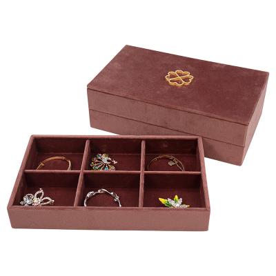 China Morden Jewelry Organizer Tray for Earring Ring Necklace Velvet Jewelry Display Storage Stackable Jewelry Tray for sale