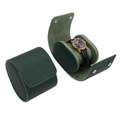 China Morden 2020 Manufacturing Watch Strap Shipping Box Watch Strap Storage Showcase Travel Gift Green Suede for sale