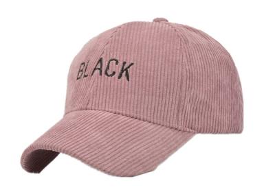 China Pink Thick Warm Winter Baseball Cap , Stripped Corduroy Baseball Cap for sale