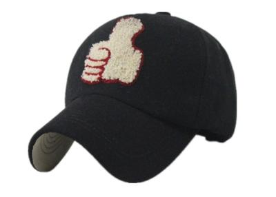 China Crewel Embroidered Baseball Caps Warm Wool Fashion Style With Star / Thumbs Up for sale