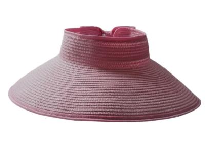 China Adjustable Summer Beach Visor Hats , Folding Pink Roll Up Visor Hat 100% Straw for sale