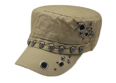 China Men Skull Flat Fitted Military Baseball Caps Hip Hop Punk Rivet Ring Cool Casual Style for sale