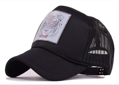 China Sombrero curvado taladro animal del camionero del borde del punto, color negro de los sombreros del camionero del Snapback de la malla en venta