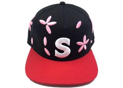 China 3D Embroidery Flower Stylish 5 Panels  Snapback Baseball Caps for sale