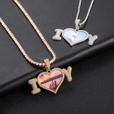 China Hiphop Couples Letter Love Photo Microset Zircon Photo Frame Memory Pendant Quilting Pendant for sale