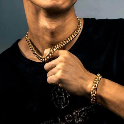 China Hip Hop Punk Circular Cuban Chain Clasp Gold Double Sided Chain For Men's 18k Gold Chain for sale